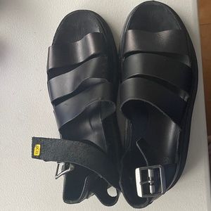 Dr. Martens "AirWair" Clarissa Black Leather Sandals Size US 9